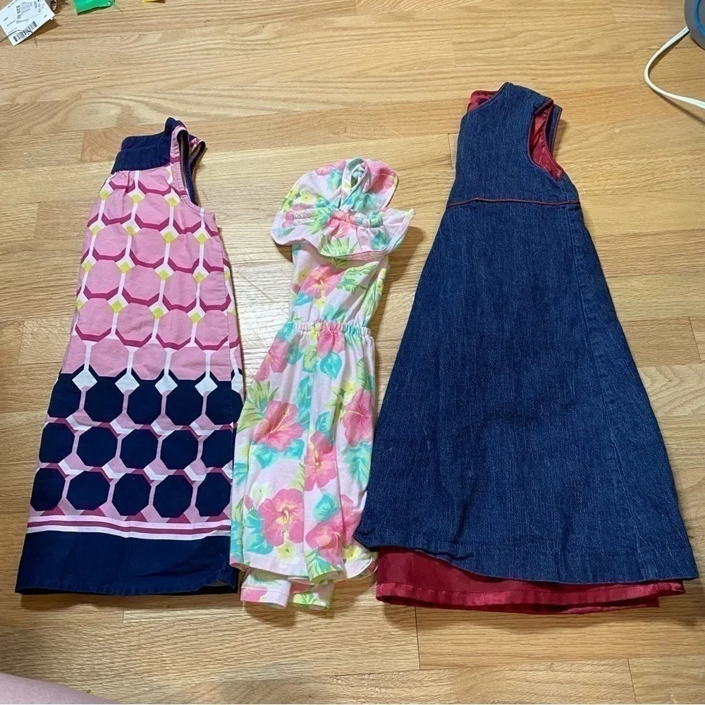 Sz 5 5T Dress Bundle Children’s Place Gap Gymboree Denim Blue Pink Floral